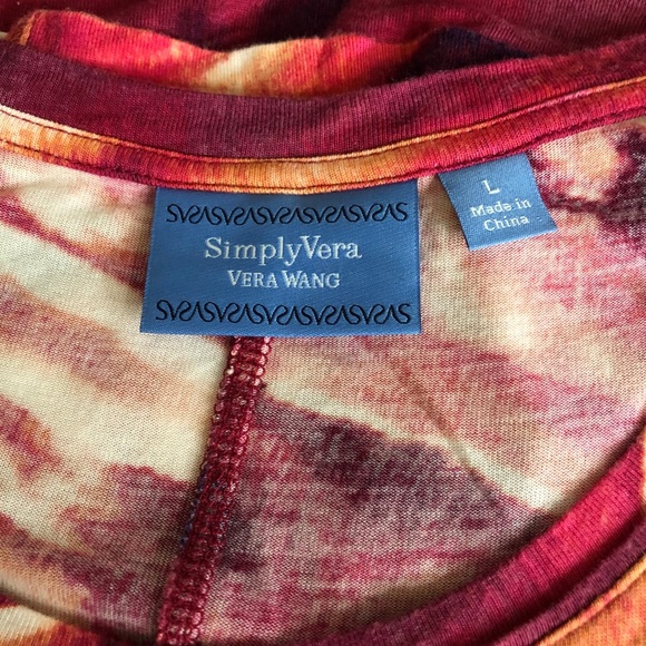 Simply Vera Wang Short Sleeve Top Multicolor L - Picture 3 of 5